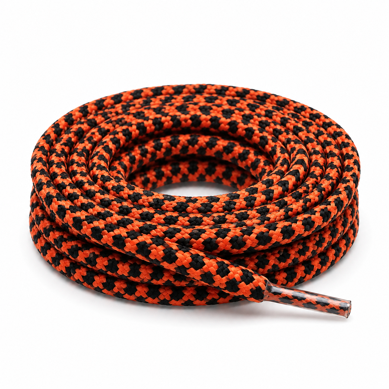 Shoelace round braid PES two-tone Black / Neon Orange