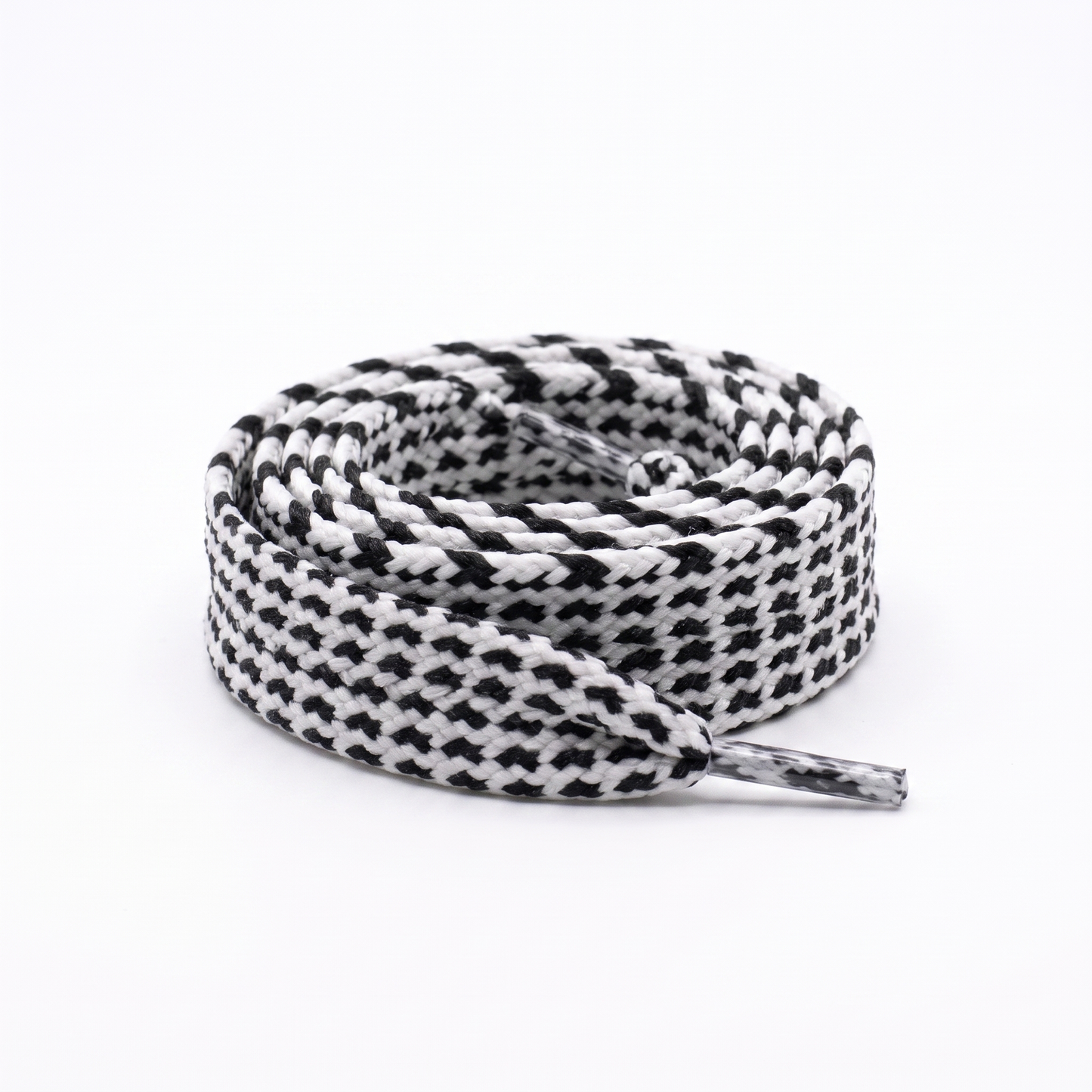 Shoelace flat tubular braid PES 12 mm two-tone White / Black