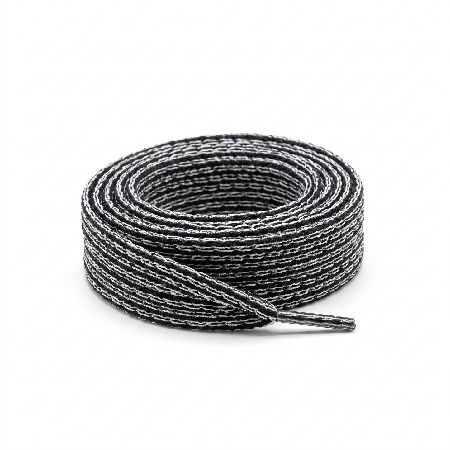 Shoelace flat 12 mm Black / Silver Lurex