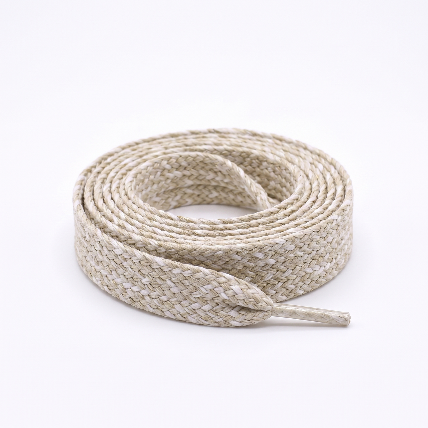 Shoelace flat tubular braid PES 12 mm two-tone Beige / White