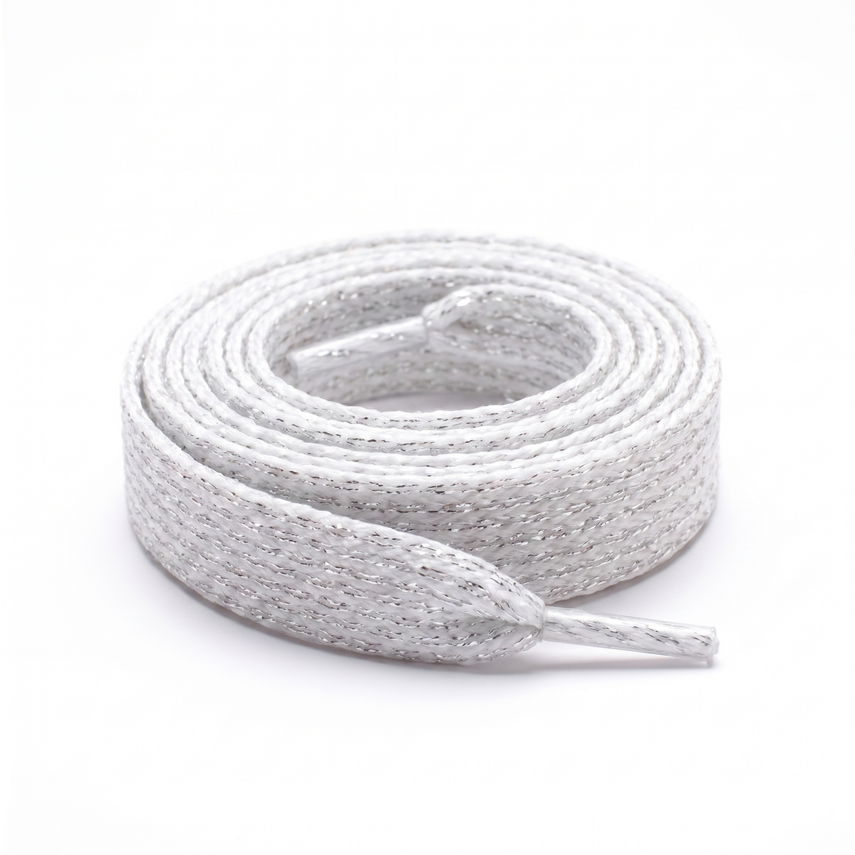 Lacet plat 12 mm Blanc / Lurex Argenté