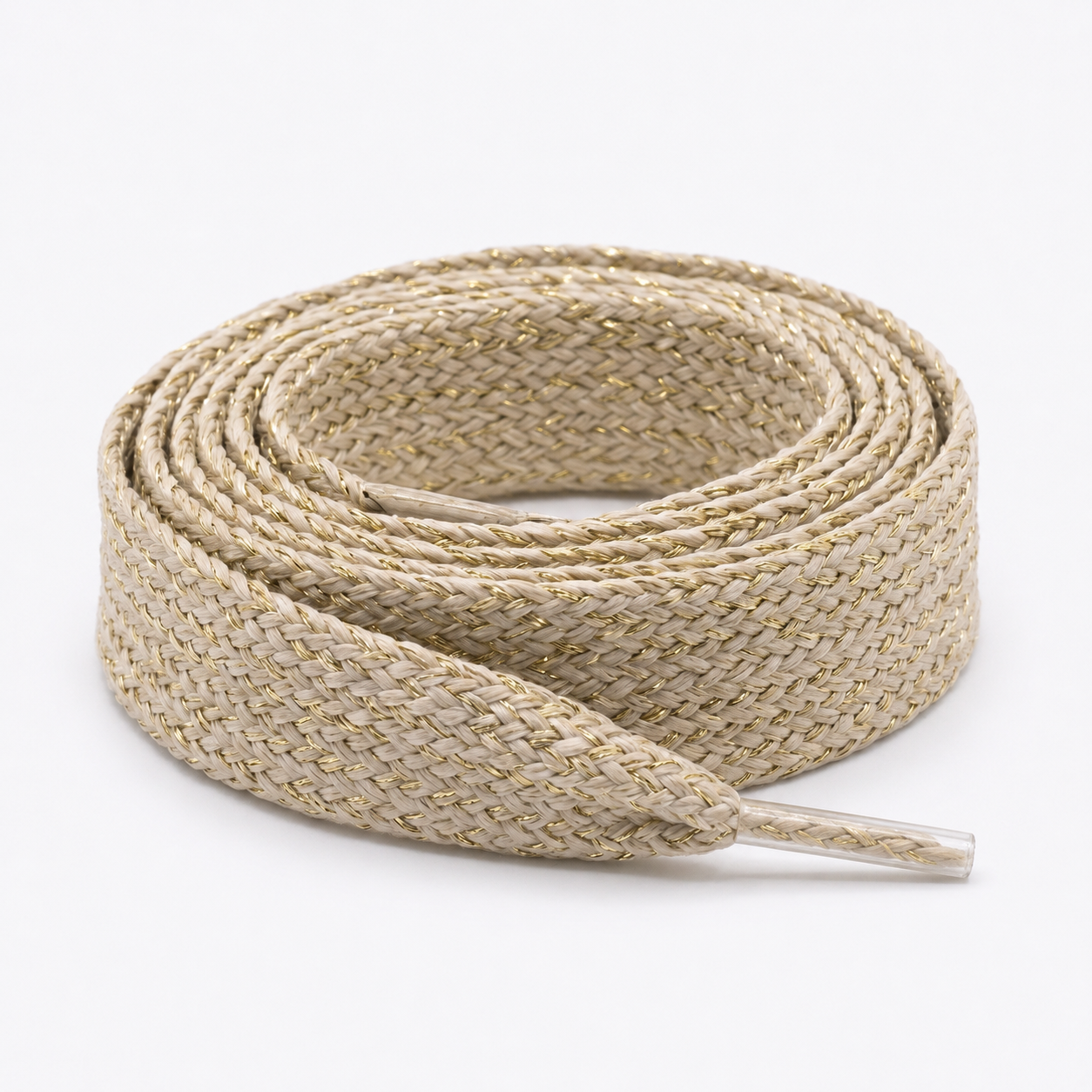 Shoelace flat 12 mm Beige / Gold Lurex
