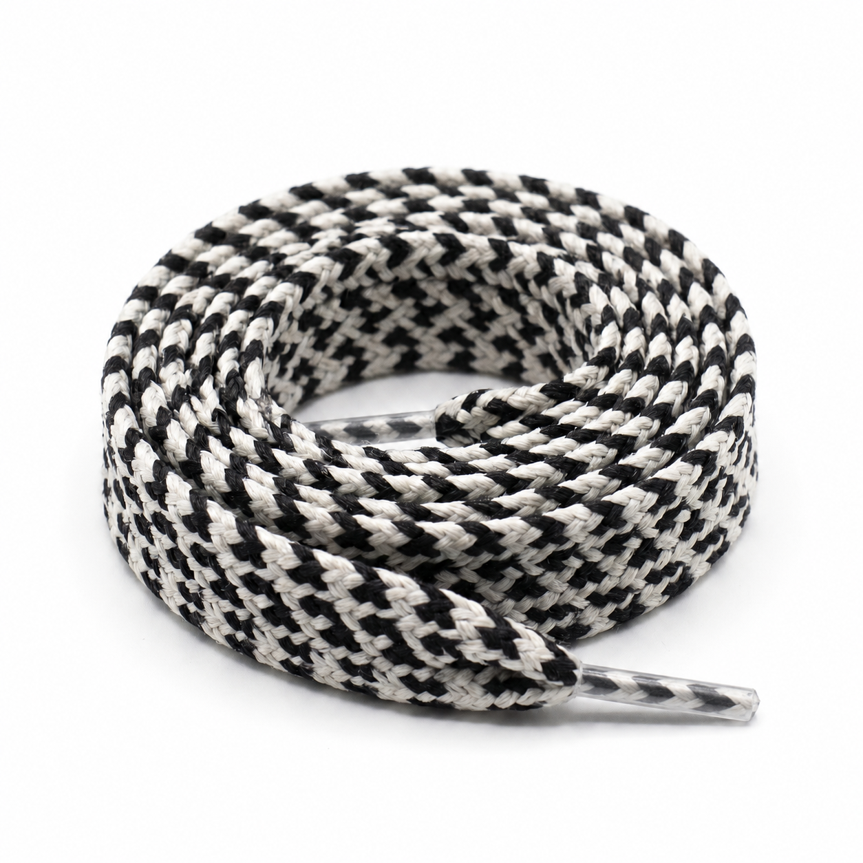 Shoelace flat tubular braid PES 12 mm two-tone Beige / Black