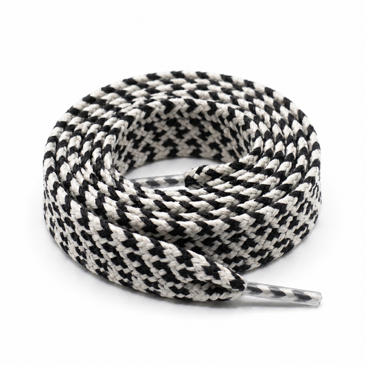Shoelace flat tubular braid PES 12 mm two-tone Beige / Black