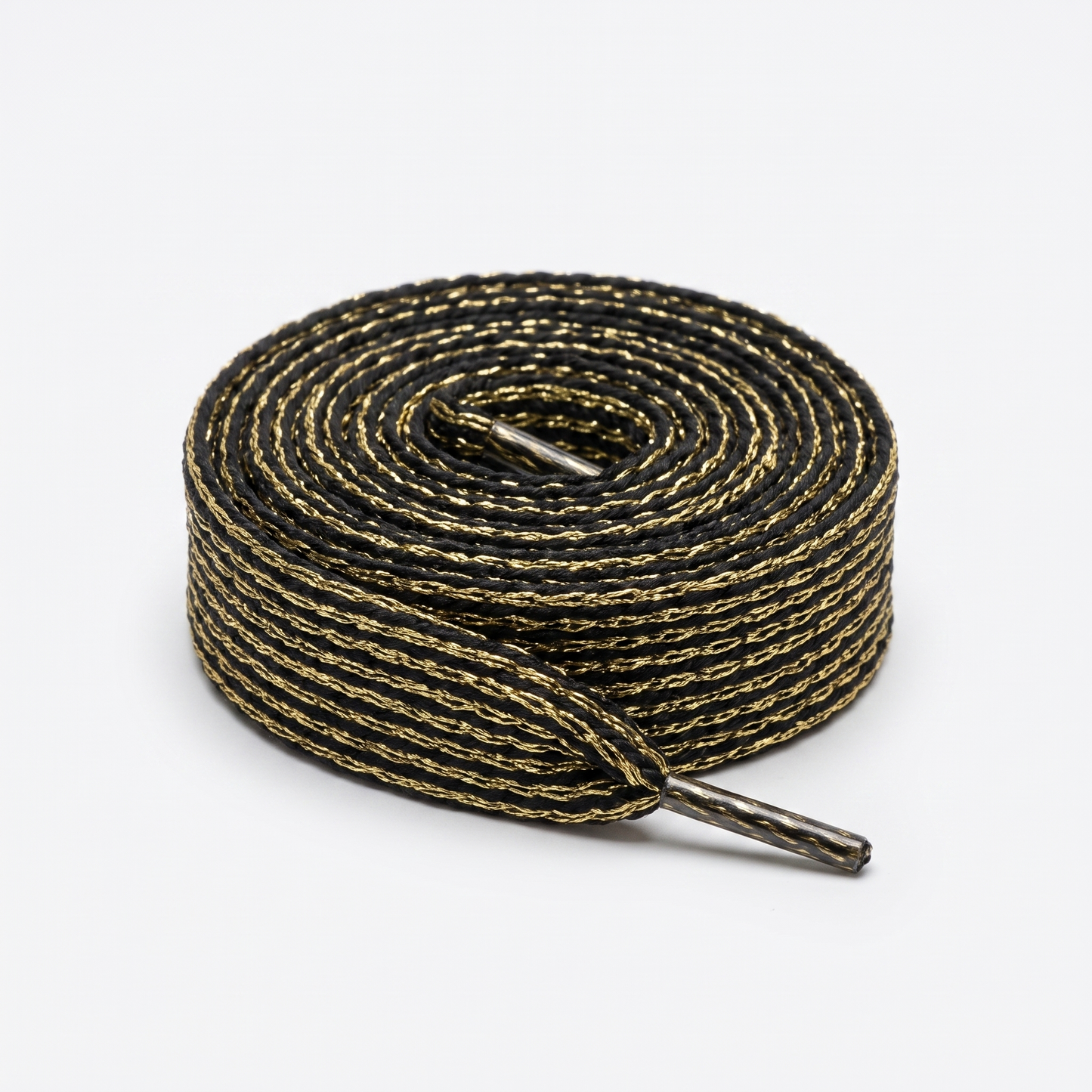 Shoelace flat 12 mm Black / Gold Lurex