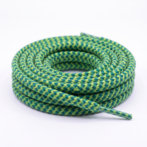 Lacet rond tressé PES bicolore Vert / Vert Anis