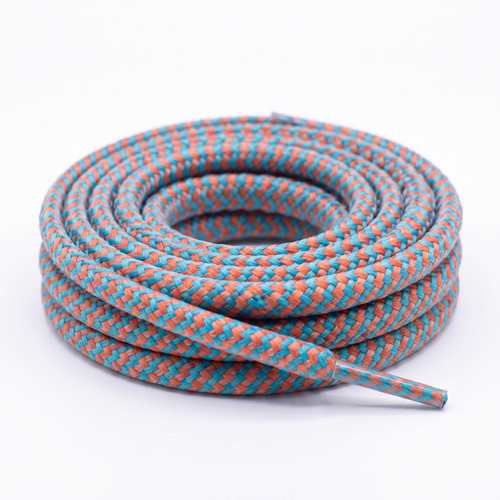 Lacet rond tressé PES bicolore Turquoise / Lavande