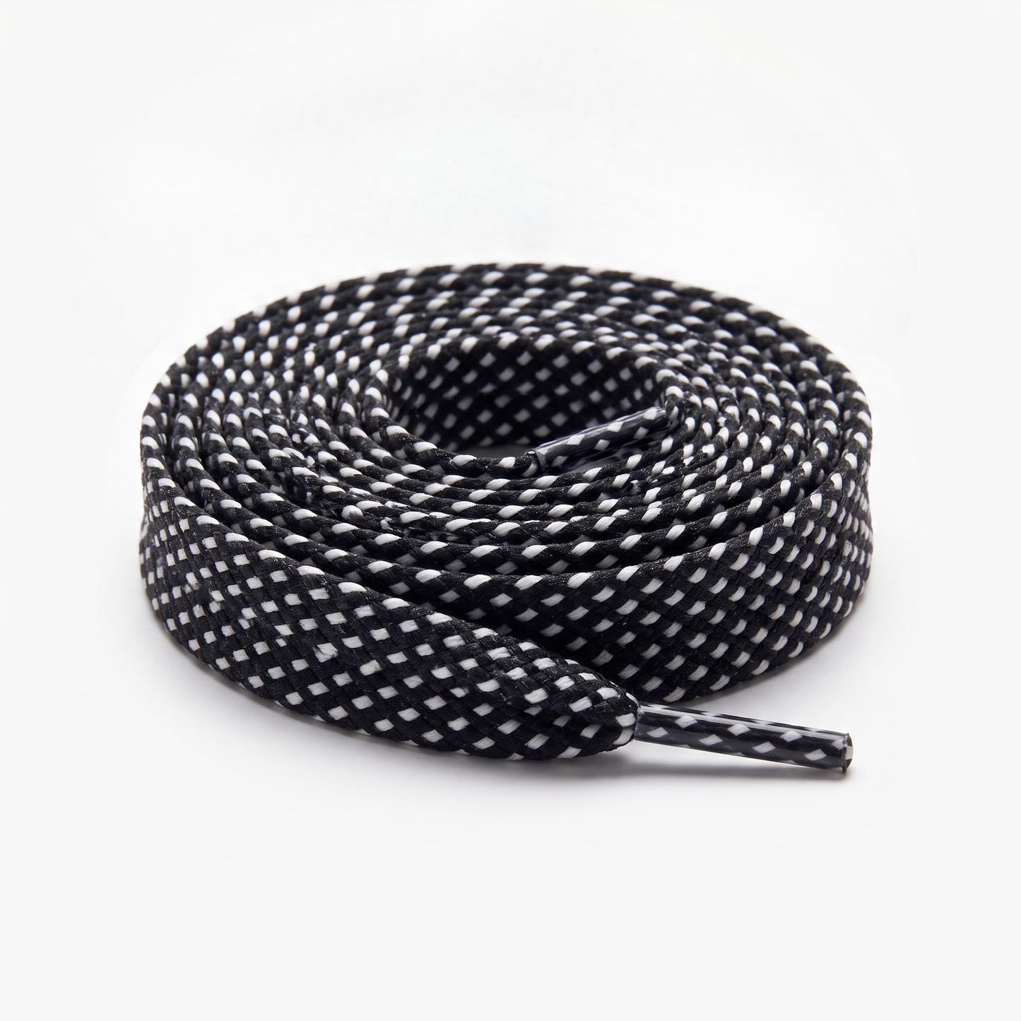 Shoelace flat tubular braid PES 12 mm two-tone Black / White