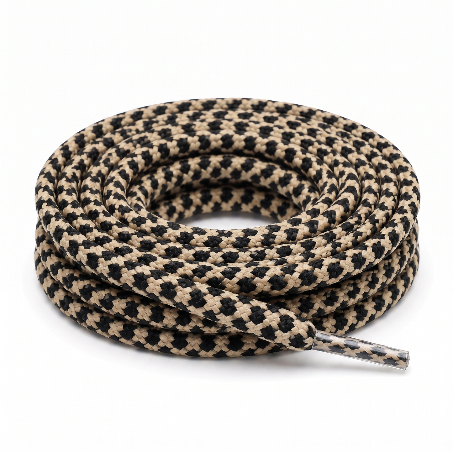 Shoelace round braid PES two-tone Beige / Black