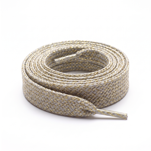 Lacets plats 12 mm Beige / Lurex doré